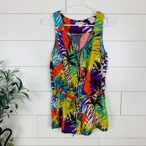 🪴$5/25🪴 Tropical Palm Leaf Sleeveless Blouse Tank Top F21
